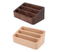 NUOBESTY 2pcs Wooden Business Card Holder Stand for Office Desk - 3-tier Beech Black Walnut Organizer Rack for Business Card Display and Storage in Reception Or Exhibition