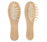 NUOBESTY 2pcs Wooden Mini Hair Brush Set, Wide Tooth Detangler Comb with Scalp Massager, Portable Bamboo Hairbrush for, Women Men Hair Care, 12x4.5cm
