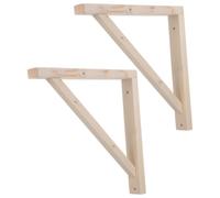 NUOBESTY 2pcs Wooden Triangle Shelf Bracket for Wall Mount, Stable L Shape Support with Natural Wood Texture, Preinstalled Expansion Bolts, for Narrow Corridors and Apartments,