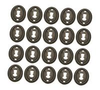 NUOBESTY 2sets Oval Keyhole Escutcheon Plates Antique Finish Decorative Keyhole Covers Protector for Dresser Drawer Vintage Style 20pcs*2