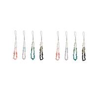 NUOBESTY 2sets Phone String Lanyards Decorative Lost Strap with Natural Gemstone Beads for Mobile Phones Id Cards and Keychains Versatile Wrist Decorations Purple Black Red and 4pcs*2