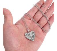 NUOBESTY 3 Pcs Heart Shape Hanging Pendant Necklace for Women Hollow Out Copper Aroma Ball Holder with Luminous Stone Easy Open Solid Perfume Container Case for DIY Jewelry Making Mixed