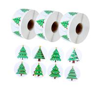 NUOBESTY 3 Rolls Christmas Tree Sticker Seasonal Self Adhesive Labels for Festive Present Sealing with Bright Fade Resistant Coated Paper Easy Peel Envelope Seal Stickers