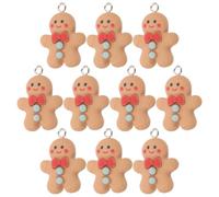 NUOBESTY 30 Pcs Gingerbread Man Charms Gingerbread Man Hanging Ornaments Mini Resin Gingerbread Men Pendants Gingerbread Biscuits Cookies Decors for Jewelry Bracelet Earring Making Key Bag Decorations