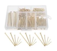NUOBESTY 300pcs Gold Hardware Nails Assortment Kit for Hanging Pictures and Wall Art - Picture Frame Hanging Nail with Round Heads 6 Sizes