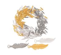 NUOBESTY 300PCS Vintage Plume Charms with Tassel Design Mixed Silver and Gold Alloy Pendants for DIY Jewelry Making Earrings Bracelets Necklaces Dream Catcher Accessories Compact for