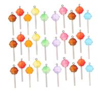 NUOBESTY 30pcs Colorful Resin Lollipop Charms for DIY Jewelry Making Cute Mini Candy Pendants for Earrings Bracelets Necklaces and Keychains Expressive Craft Accessories for Creative