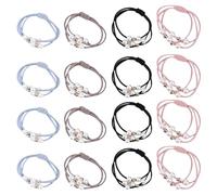 NUOBESTY 30pcs Elastic Hair Ties Ponytail Holders with 9 Beads Harajuku Style Cloth Decoration for Women Everyday Wear Color
