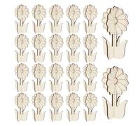 NUOBESTY 30pcs Paintable Flowers Ornaments 3D Flower Spring Wood Crafts for Adults Developing Color Awareness Enhancing Sensory Learning Painting Outdoor