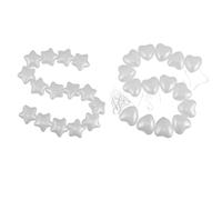 NUOBESTY 30pcs Plastic Hearts and Star-shaped Beads with Pre-drilled Holes and Glossy Finish, Elegant White Garland Decorations for Valentines and Bridal Shower Parties