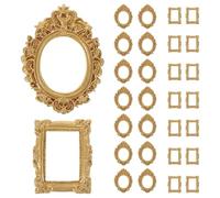 NUOBESTY 30pcs Resin Mini Frame - Oval Rectangle Photo Holder For Diy Decor - Retro Picture Frames For Diy Wall Phone Cover Photography Decoration