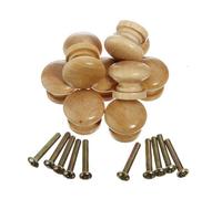 NUOBESTY 30pcs Wooden Drawer Knobs Pull Handles with Screws Round Cabinet Door Knobs for Furniture Kitchen Cupboard Wardrobe Hardware Easy to Install Classical Pattern Design