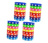 NUOBESTY 32pcs Dog Paw Print Silicone Wristbands Hand Bracelets for Showers Birthday Parties Music Events Fun Accessories for Pet Lovers