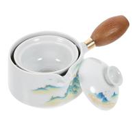 NUOBESTY 360° Rotatable Ceramic Side Handle Teapot with Built-in Filter White Chinese Tea Brewing Kettle for Loose Leaf Tea and Serving