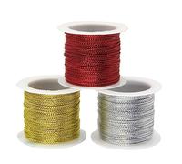NUOBESTY 3pcs 20M Gold Silver Decorative Cord Rope Glitter Thread for Gift Wrapping Label String DIY Garment Sewing Christmas Craft Decoration