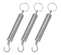 NUOBESTY 3Pcs 5Kg Manual Spring Weighing Scale Tool with Hook, Portable Handheld Small Weighing Scale for Travel, Vegetable and Luggage Weight Measurement, Silver