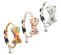NUOBESTY 3pcs Adjustable Easter Cat Bowtie Collars with Bell, Rabbit Design Pet Neck Chains for Indoor Cats, Cute Decorative Pet Supplies Set