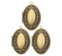NUOBESTY 3pcs Antique Bronze Oval Photo Frame Locket Pendants Openable Keepsake Charms for DIY Charm Necklace Wedding Memory Christmas Bracelet Making Memorial Jewelry
