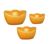NUOBESTY 3pcs Beige Jade Gold Ingot Figurines Set, 3cm-5cm Jade Desktop Decor Ornaments for Home Office Tabletop Craft Festival Display