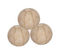 NUOBESTY 3pcs Boho Burlap Lantern Lamp Shade Rustic Pendant Light Covers for Wedding Party Decor Collapsible Linen Sphere Hanging Lanterns for Birthday Christmas Farmhouse Porch and Bedroom