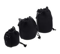 NUOBESTY 3pcs Camera Lens Pouches Drawstring Soft Neoprene Lens Case Bags Protective Storage Pouch for DSLR Travel Outdoor Use