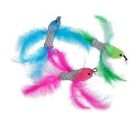 NUOBESTY 3Pcs Cat Teasing Replacement Heads Plush Flying Fish Design Bright Colors Interactive Plaything to Stimulate Hunting Instincts for Indoor Cats and Kittens