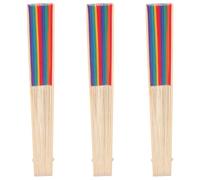 NUOBESTY 3pcs Colorful Foldable Handheld Fans for Summer Hot Days with Bamboo Handle Not Easy to Break and Well Polished for Daily Use and Wedding Decorations Random Color