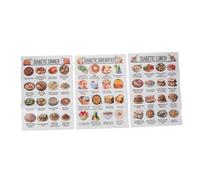 NUOBESTY 3pcs Diabetes Food List Poster Meal Planner Chart for Healthy Diabetic Diet Nutritionist-designed Blood Control Guide with Balanced Breakfast Lunch Dinner Plans Family-friendly