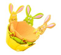 NUOBESTY 3Pcs Easter Felt Bunny Basket Set - Small Green, Yellow, Orange Rabbit Candy Holder for Easter Egg Hunt, Festive Holiday Treat Storage and Spring Party Decor