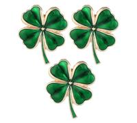 NUOBESTY 3pcs Green Shamrock Alloy Enamel Pins with Secure Attachment and Versatile Styling, Elegant Four Leaf Clover Brooch Set for Women, St Patrick's Day Casual Occasion Accessory