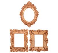 NUOBESTY 3Pcs Mini Antique Photo Frames Set - Gold Resin Tiny Vintage Picture Frames for Manicure Display, DIY Photography Props, Christmas Tabletop Decoration