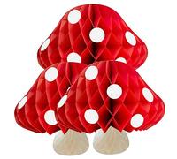 NUOBESTY 3pcs Mushroom Honeycomb Ornaments for Wedding Birthday Party Decorations Durable Paper Mushroom Decor for Indoor Outdoor Festivities Create Fairyland Atmosphere