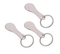 NUOBESTY 3pcs Portable Stainless Steel Shopping Trolley Token Key Rings with High Reliability, Silver Creative Key Coin Tool for Outdoor Shopping and Everyday Use