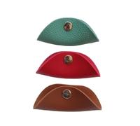 NUOBESTY 3pcs PU Leather Cord Keeper with Metal Snap Compact Half Round Wire Organizer for Earphones USB Cables and Chargers Portable Cable Management Straps in Red Green Khaki for Travel