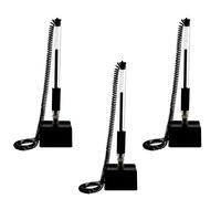 NUOBESTY 3pcs Secure Counter Pens with Adhesive Chain Desktop Gel Ink Pen Security Pen Holder Stand Type Spring Joint for Reception Desk