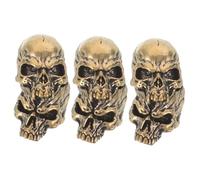 NUOBESTY 3pcs Vintage Brass Skull Pendant Charms Double Skeleton Head Beads for Keychain Bracelet Necklace Jewelry Crafting Edgy Goth Accessories for Halloween Party Decorations