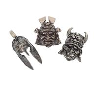NUOBESTY 3PCS Vintage Copper Samurai Helmet Charms Skull Pendants for DIY Jewelry Making Keychain Bag Accessories Unique Japanese Style Craft Supplies for Creative Gifts