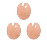 NUOBESTY 3Pcs Wooden Oil Painting Palette - Artist Paint Mixing Trays with Thumb Hole Reusable Oval Palette for Oils, Acrylics & Watermixable Paints