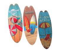 NUOBESTY 3pcs Wooden Surfboard Wall Sign Beach Party Decor Funny Bar Signs for Home Bar Tropical Wall Decor for Beach House