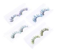 NUOBESTY 4 Pairs 3D Glow in the Dark Glitter False Eyelashes Natural Look Fake Lashes for Party Cosplay Stage Makeup Sparkling Sequins