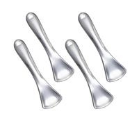 NUOBESTY 4 Pcs Cosmetic Cream Spoons, Mini Zinc Alloy Eye Cream Spoon Set for Applying Moisturisers and Quick Makeup Removal, Silver, Travel and Makeup Use