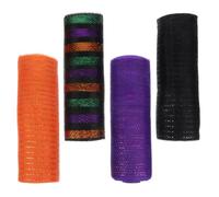 NUOBESTY 4 Rolls Halloween Mesh Ribbon Roll for Wreath Making, Plastic Material, Soft and Comfortable with Unique Design, for Themed Weddings and Dances, Resists Fading, Fall Ribbon for DIY