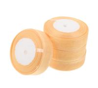 NUOBESTY 4 Rolls Sheer Yarn Ribbon Light Gold for DIY Bowknot Floral Wrapping Outdoor Wreath Decoration Multipurpose Transparent Ribbon for Wedding Gift Party Accents