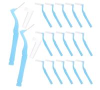 NUOBESTY 40pcs Interdental Brush L-Shaped Plastic Blue Mini Dental Brush Cleaner for Braces, Teeth, Routine Home Cleaning, Orthodontic Care for Those with Orthodontic Devices