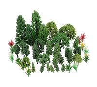 NUOBESTY 40pcs Miniature Trees for Crafts Mixed Model Landscape Trees for DIY Train Scenery Detailed Plastic Fake Plants for Diorama Railroad Architecture and Miniature Garden Projects