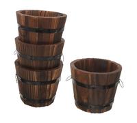 NUOBESTY 4pcs Barrel Planter Pots Small Reusable Plant Holders with Drainage Garden Supply for Succulents Vegetables Flowers Indoor Outdoor Use