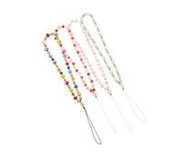 NUOBESTY 4Pcs Beaded Phone Charm Lanyard Lost Wrist Strap for Mobile Phones Stylish Hanging Rope for Outdoor Office and School Use Decoration for Keys and Usbs