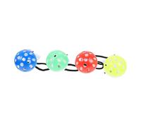 NUOBESTY 4pcs Bearded Dragon Toys Lizard Plastic Bell Balls with Suction Cup and Rope Interactive Reptile Toys for Tank Accessories in Blue Red Green Yellow