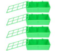 NUOBESTY 4pcs Bird Cage Feeder Set for Small Pet Birds and Pigeons, 8-compartment Plastic Trough Adjustable Height and Spill-resistant Edges, for Birdcage and Mixed Aviary Environments