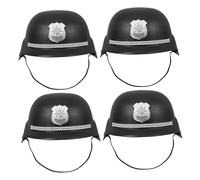 NUOBESTY 4pcs British Bobby Helmet for Realistic Black Cap with Detailed Badge Educational Role Play Accessory for Halloween Costume Parties and Imaginative Play
